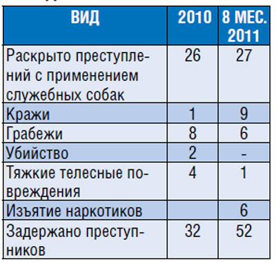 Статистика деятельности кинологической группы отдела МВД России по г. Березники